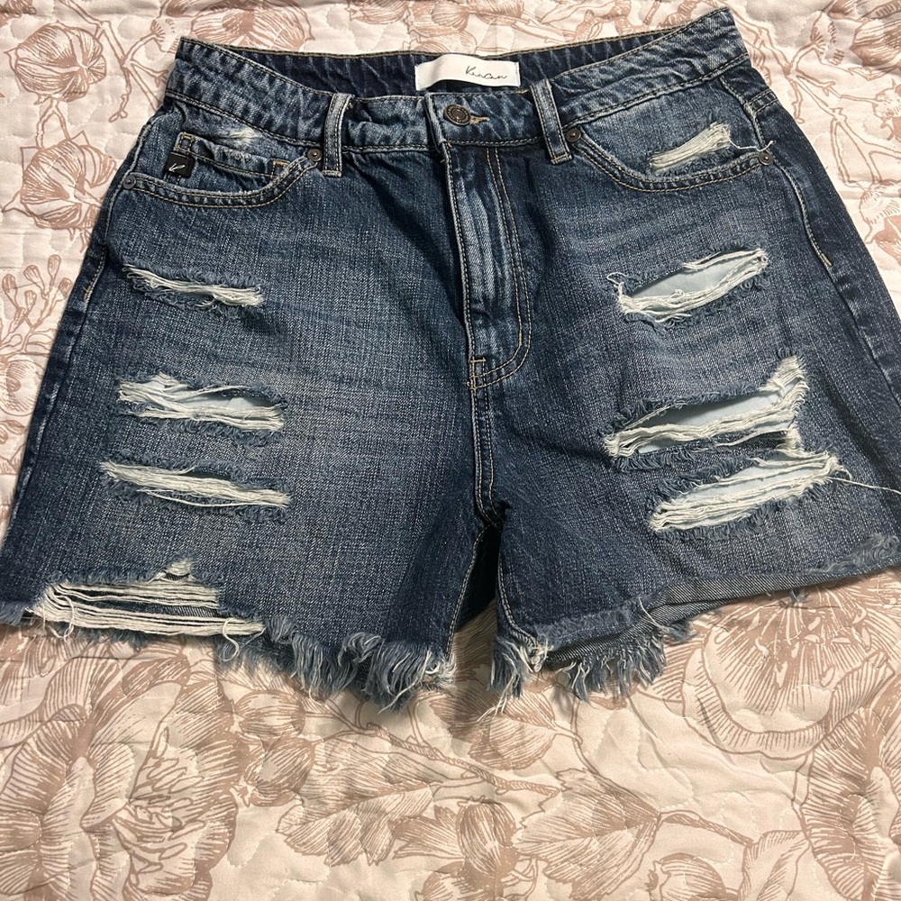 KanCan Blue Distressed Jean Shorts High-Waisted